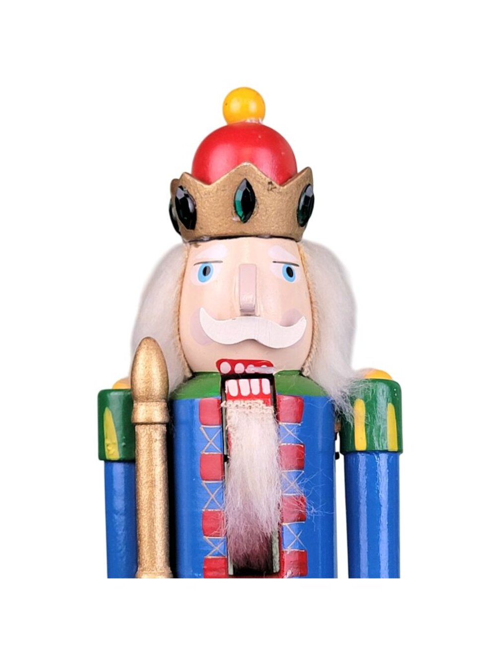 Vintage 15 Inch Blue Colorful King Nutcracker Wood Toy Christmas Home Decor Fun